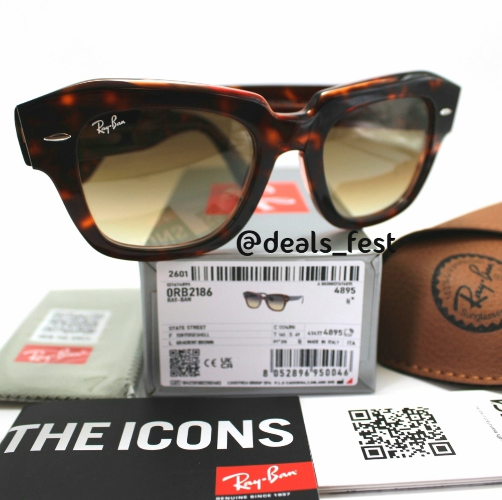 Model Display Ray-Ban State Street Tortoise Gradient Brown RB2186